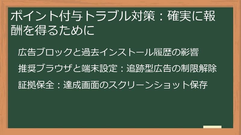 ポイント付与トラブル対策:確実に報酬を得るために