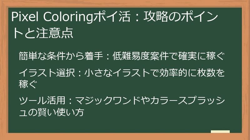 Pixel Coloringポイ活：攻略のポイントと注意点