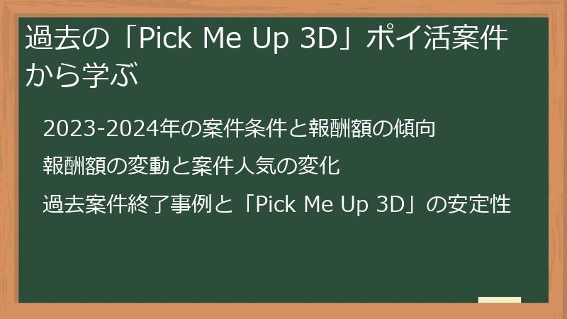 過去の「Pick Me Up 3D」ポイ活案件から学ぶ