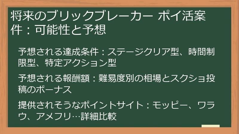 将来のブリックブレーカー ポイ活案件：可能性と予想