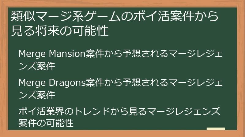 類似マージ系ゲームのポイ活案件から見る将来の可能性