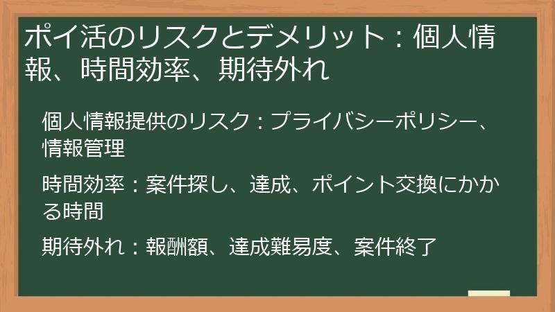 ポイ活のリスクとデメリット:個人情報、時間効率、期待外れ
