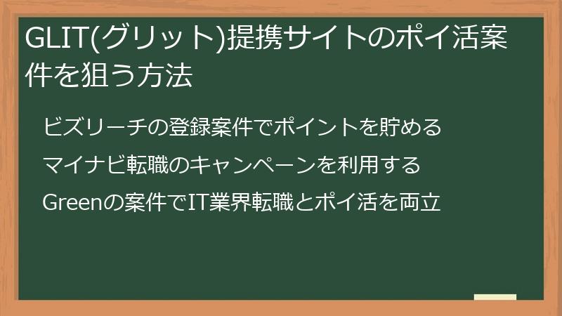 GLIT(グリット)提携サイトのポイ活案件を狙う方法