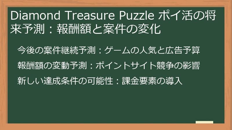 Diamond Treasure Puzzle ポイ活の将来予測:報酬額と案件の変化