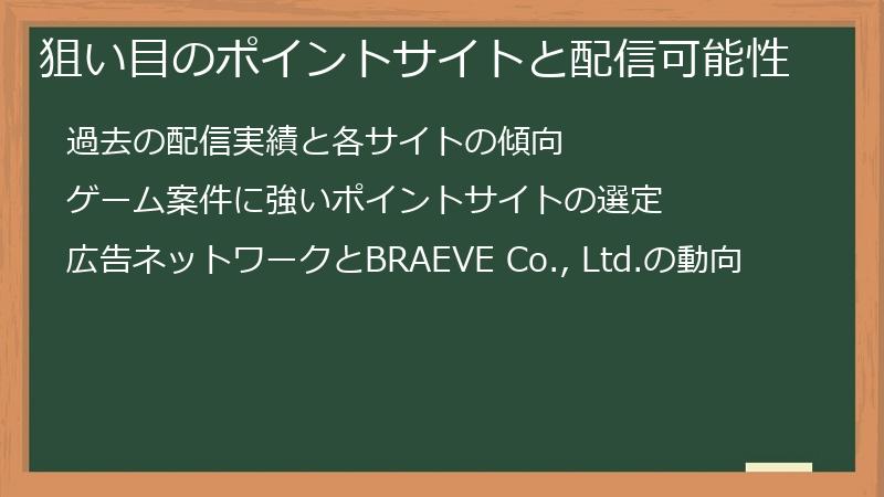 狙い目のポイントサイトと配信可能性