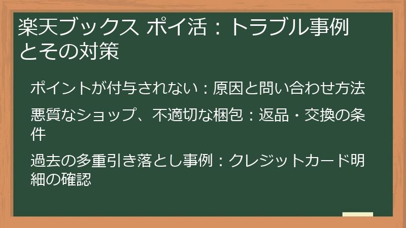 楽天ブックス ポイ活：トラブル事例とその対策