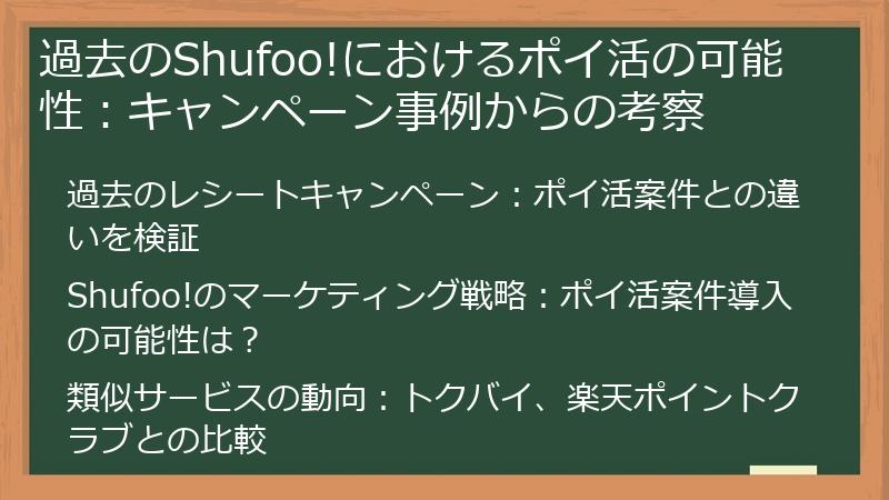 過去のShufoo!におけるポイ活の可能性：キャンペーン事例からの考察
