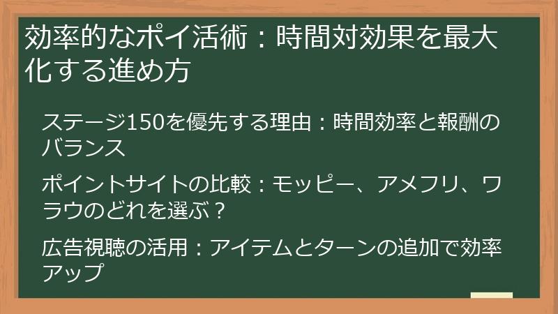 効率的なポイ活術：時間対効果を最大化する進め方