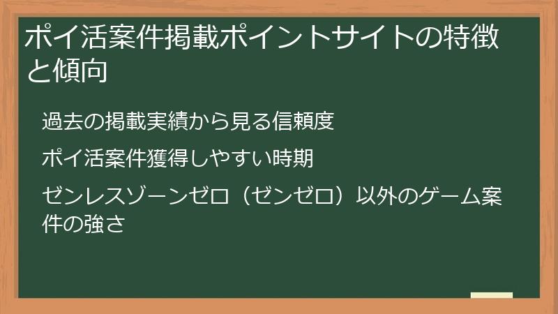 ポイ活案件掲載ポイントサイトの特徴と傾向
