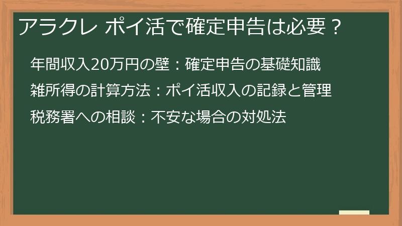 アラクレ ポイ活で確定申告は必要？
