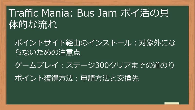Traffic Mania: Bus Jam ポイ活の具体的な流れ