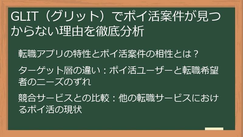 GLIT（グリット）でポイ活案件が見つからない理由を徹底分析