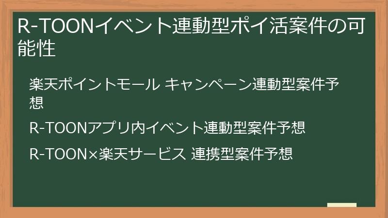R-TOONイベント連動型ポイ活案件の可能性