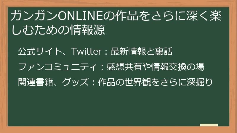 ガンガンONLINEの作品をさらに深く楽しむための情報源