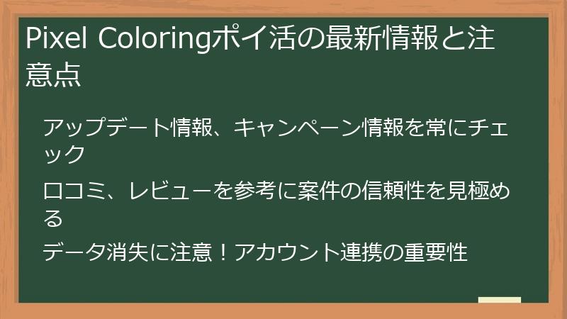 Pixel Coloringポイ活の最新情報と注意点