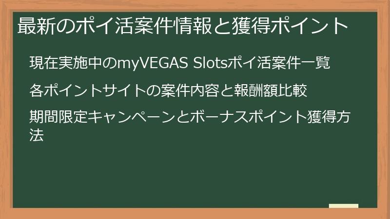 最新のポイ活案件情報と獲得ポイント