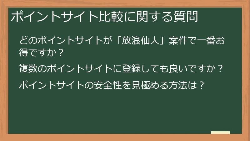 ポイントサイト比較に関する質問