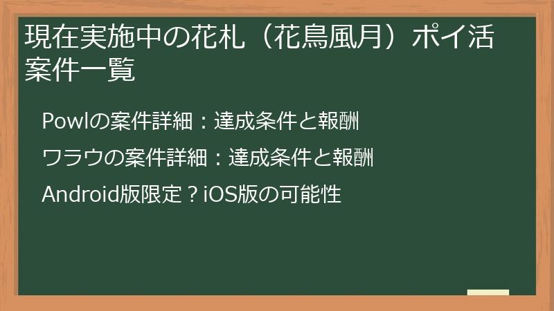 現在実施中の花札（花鳥風月）ポイ活案件一覧