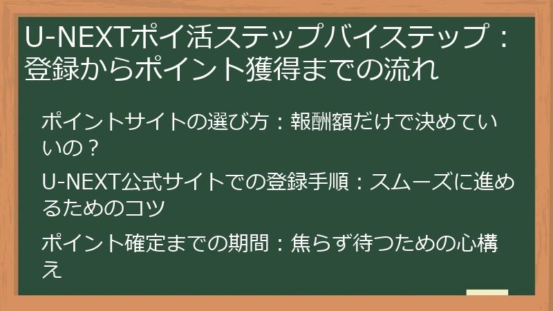 U-NEXTポイ活ステップバイステップ：登録からポイント獲得までの流れ