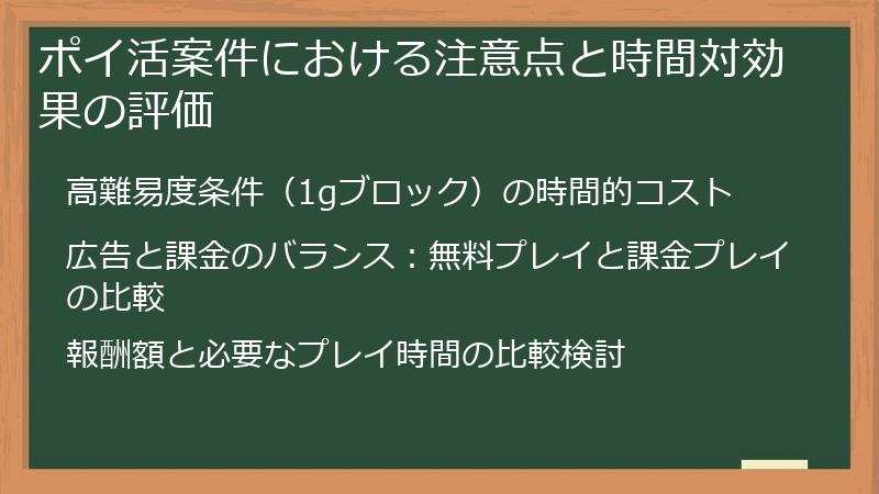 ポイ活案件における注意点と時間対効果の評価