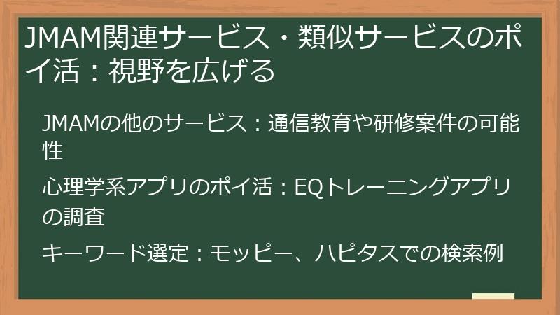 JMAM関連サービス・類似サービスのポイ活:視野を広げる