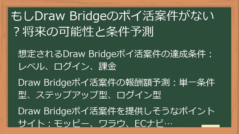もしDraw Bridgeのポイ活案件がない？将来の可能性と条件予測