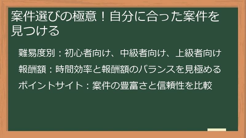 案件選びの極意！自分に合った案件を見つける