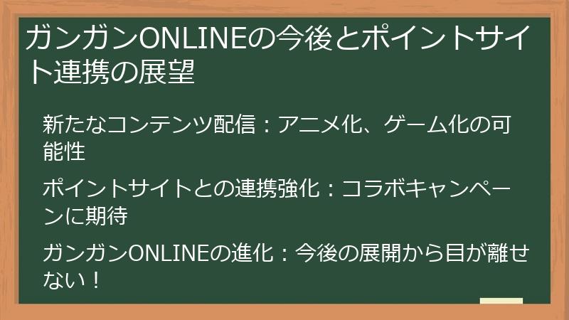 ガンガンONLINEの今後とポイントサイト連携の展望