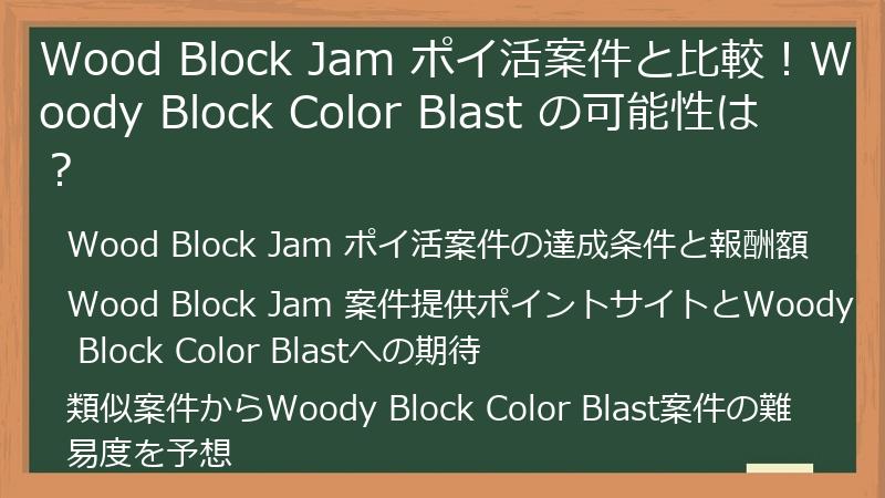 Wood Block Jam ポイ活案件と比較!Woody Block Color Blast の可能性は?