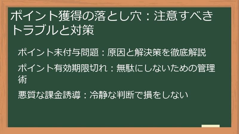 ポイント獲得の落とし穴：注意すべきトラブルと対策