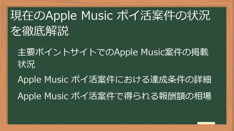 現在のApple Music ポイ活案件の状況を徹底解説