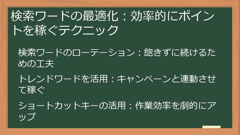検索ワードの最適化:効率的にポイントを稼ぐテクニック