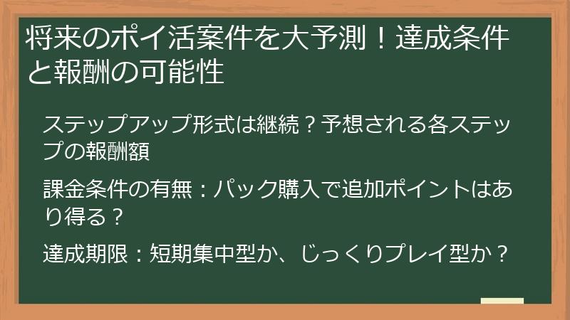 将来のポイ活案件を大予測！達成条件と報酬の可能性