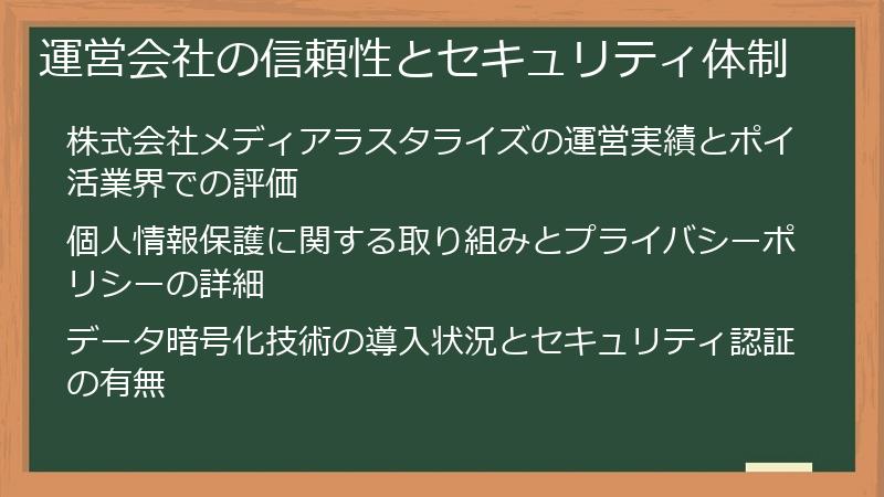 運営会社の信頼性とセキュリティ体制