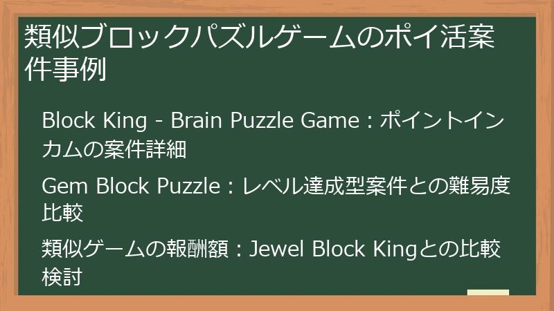 類似ブロックパズルゲームのポイ活案件事例