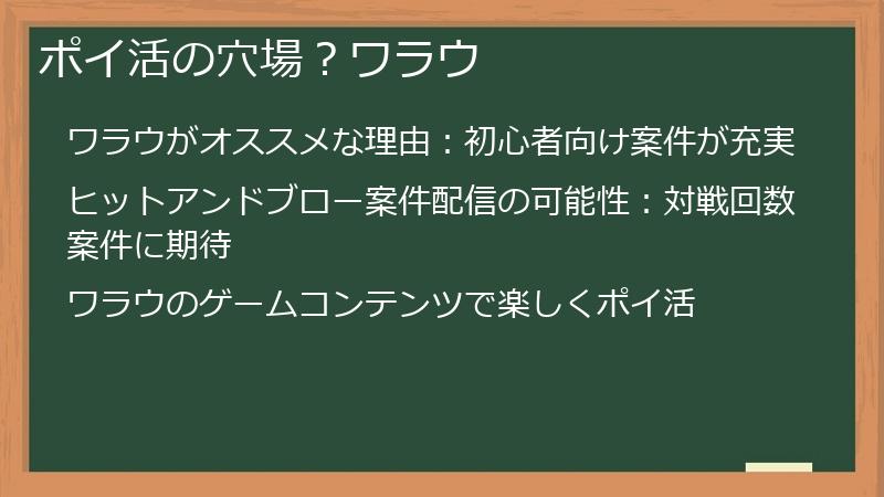 ポイ活の穴場？ワラウ