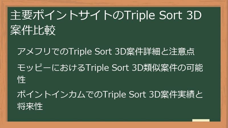 主要ポイントサイトのTriple Sort 3D案件比較