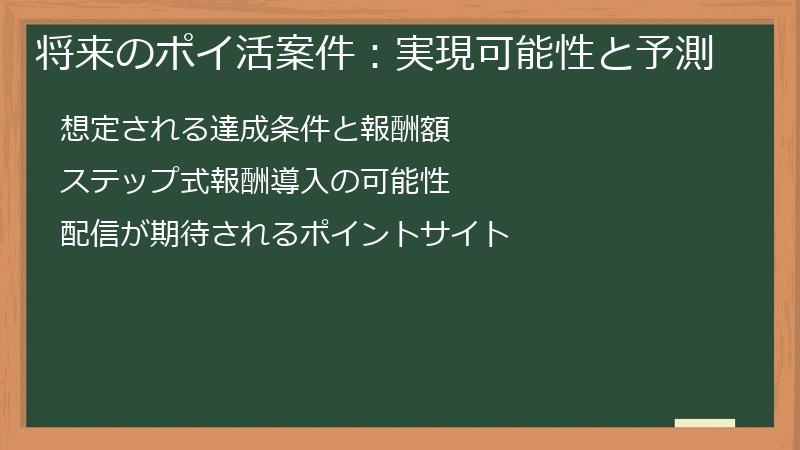 将来のポイ活案件：実現可能性と予測