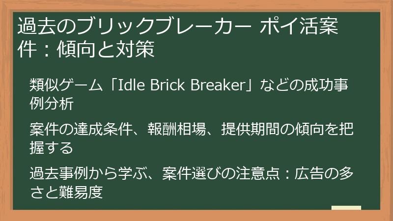 過去のブリックブレーカー ポイ活案件：傾向と対策
