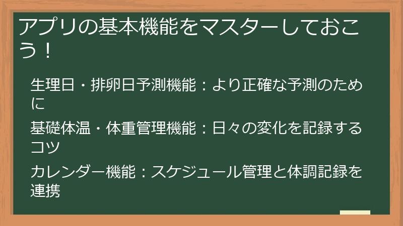 アプリの基本機能をマスターしておこう！