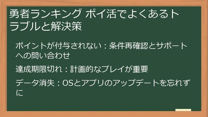 勇者ランキング ポイ活でよくあるトラブルと解決策