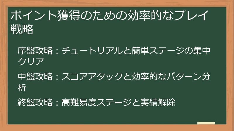 ポイント獲得のための効率的なプレイ戦略