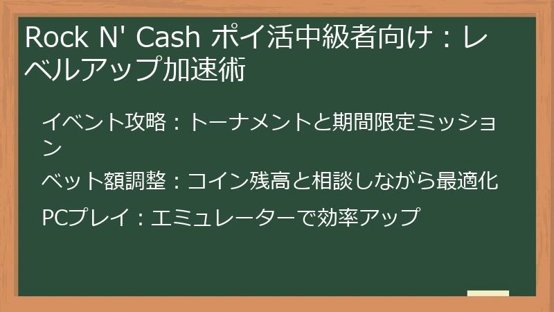 Rock N' Cash ポイ活中級者向け：レベルアップ加速術