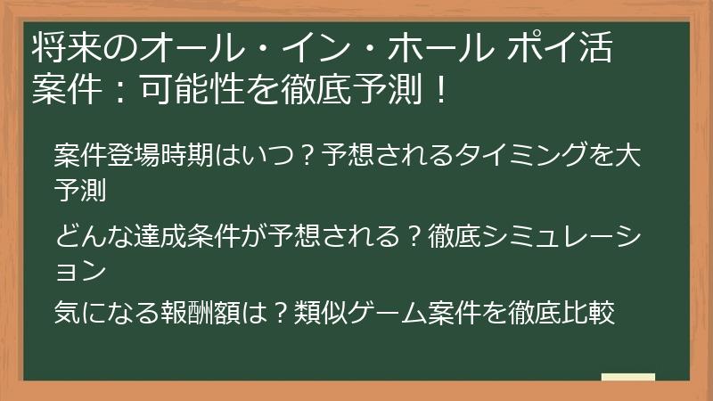 将来のオール・イン・ホール ポイ活案件：可能性を徹底予測！