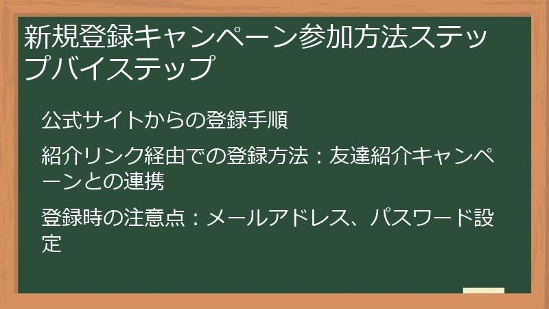 新規登録キャンペーン参加方法ステップバイステップ