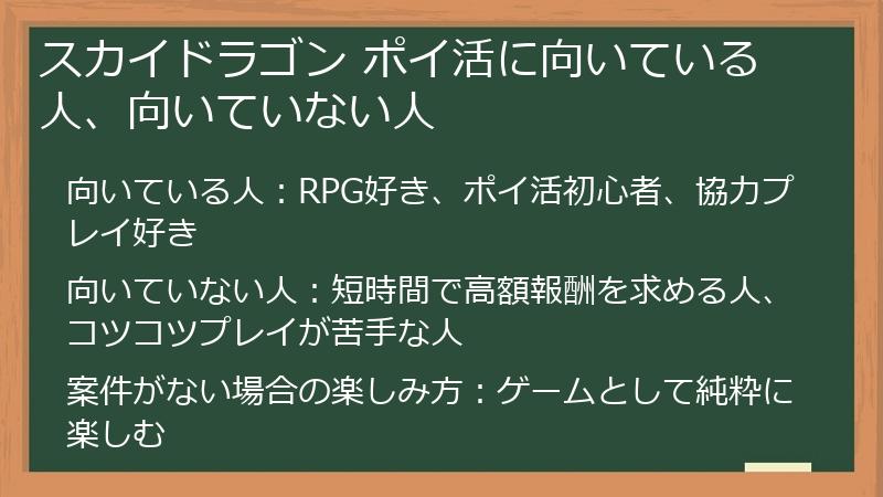 スカイドラゴン ポイ活に向いている人、向いていない人