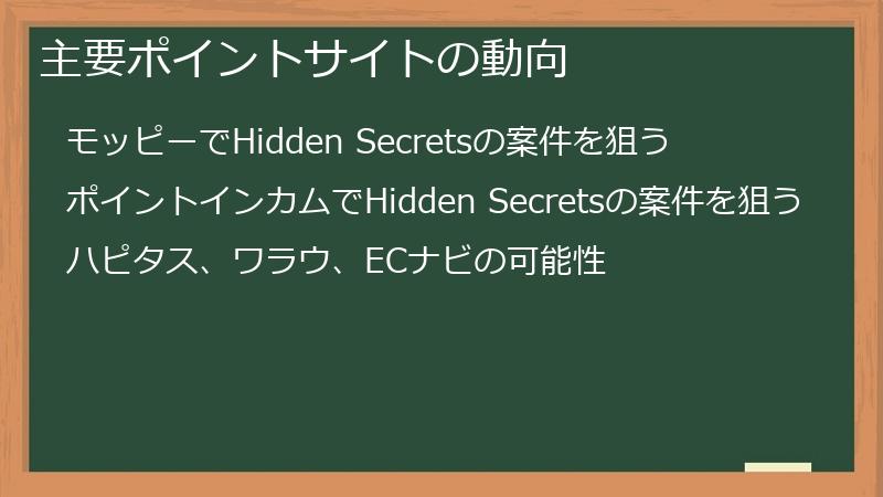 主要ポイントサイトの動向