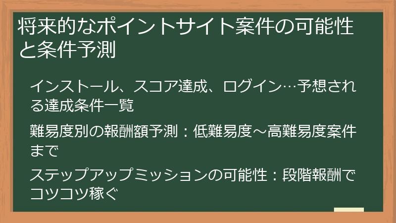 将来的なポイントサイト案件の可能性と条件予測