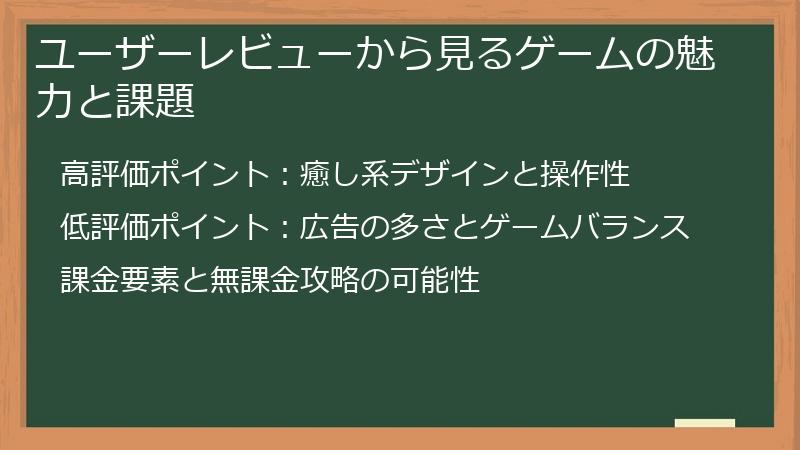 ユーザーレビューから見るゲームの魅力と課題