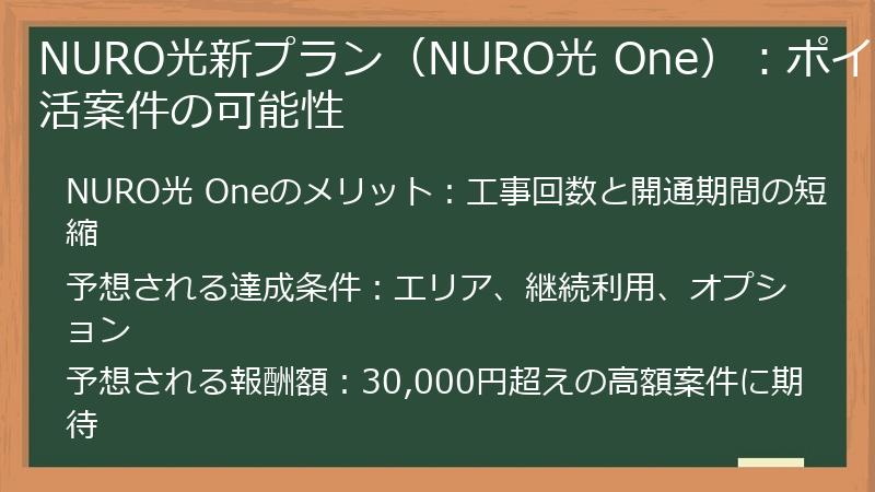 NURO光新プラン（NURO光 One）：ポイ活案件の可能性